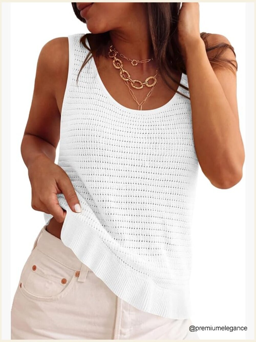 Crochet Knit Sleeveless Sweater Vest Tank Top Boho Resort Wear Summer